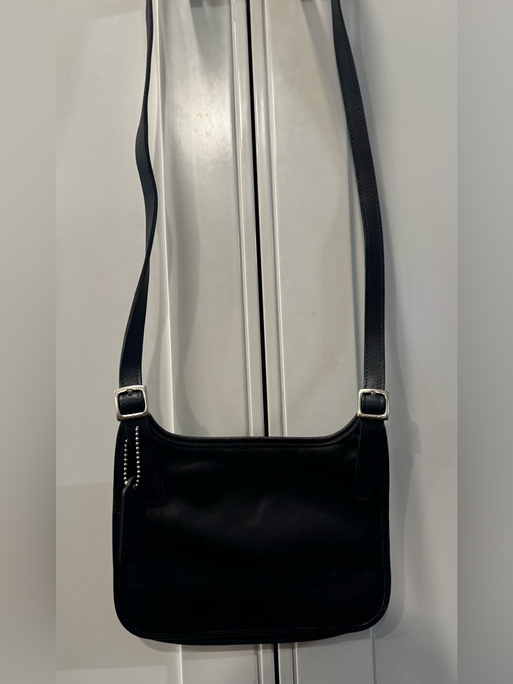 Vintage Coach Saddle Flap Crossbody Navy Blue Leather Shoulder Bag Purse 9132